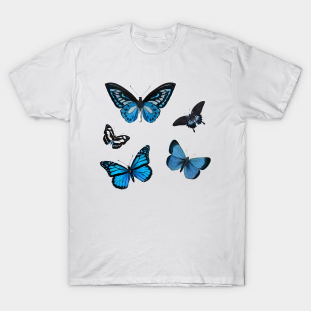 five blue butterflies T-Shirt by okarosa